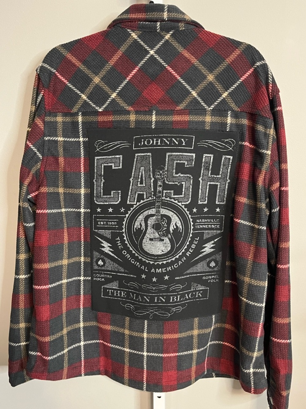 Upcycled Lined Flannel “Johnny Cash - The Man in Black ” Shirt Jacket NWT